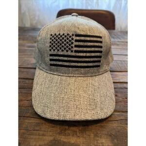 US American Flag Baseball Cap Hat by Pugs Gray with adjustable strap!